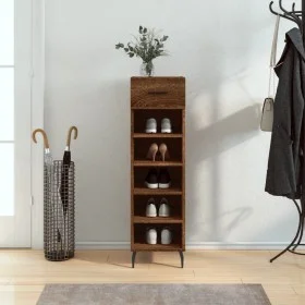 Brown oak engineered wood shoe rack 30x35x105 cm by vidaXL, Closets and storage - Ref: Foro24-829699, Price: 44,95 €, Discoun...