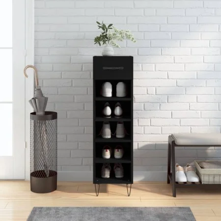 Zapatero madera de ingeniería negro 30x35x105 cm de vidaXL, Armarios y almacenamiento - Ref: Foro24-829669, Precio: 42,04 €, ...