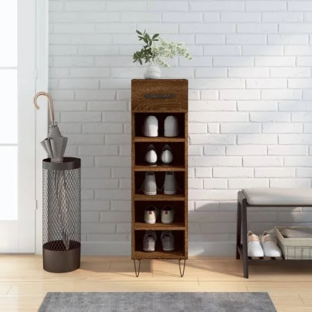 Brown oak engineered wood shoe rack 30x35x105 cm by vidaXL, Closets and storage - Ref: Foro24-829675, Price: 55,18 €, Discoun...