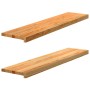 Peldaños de escalera 2 uds madera maciza roble marrón claro