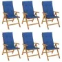 Liegestühle und Kissen 6 Stück massives Teakholz von vidaXL, Gartenstühle - Ref: Foro24-3196503, Preis: 1,00 €, Rabatt: %