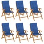 Reclining garden chairs and 6 solid teak wood cushions by vidaXL, Garden chairs - Ref: Foro24-3196503, Price: 1,00 €, Discoun...