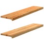 Peldaños de escalera 2 uds madera maciza roble marrón claro