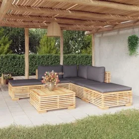 6-teiliges Gartenmöbel-Set und Kissen aus massivem Teakholz von vidaXL, Gartensets - Ref: Foro24-3100854, Preis: 932,05 €, Ra...