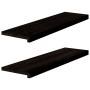 Peldaños de escalera 2 uds madera maciza roble marrón oscuro