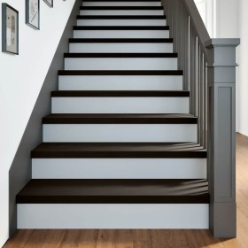 Peldaños de escalera 2 uds madera maciza roble marrón oscuro