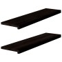 Peldaños de escalera 2 uds madera maciza roble marrón oscuro