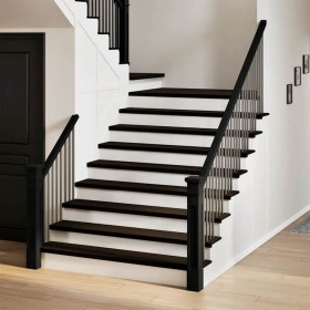 Peldaños de escalera 2 uds madera maciza roble marrón oscuro