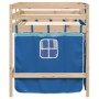 Cama alta para niños con cortinas madera pino azul 80x200 cm
