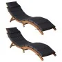 Sun loungers with cushions 2 pcs solid dark gray acacia wood by vidaXL, Loungers - Ref: Foro24-3155472, Price: 316,02 €, Disc...