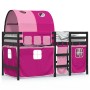 Cama alta para niños con túnel madera pino rosa 80x200 cm