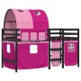 Cama alta para niños con túnel madera pino rosa 80x200 cm