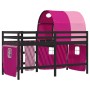 Cama alta para niños con túnel madera pino rosa 80x200 cm