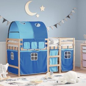 Cama alta para niños con túnel madera pino azul 90x200 cm en Camas y somieres | Comprar online en Foro24