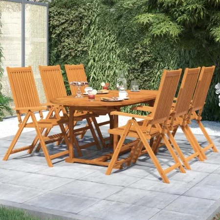 7-teiliges Garten-Esszimmerset aus massivem Akazienholz von vidaXL, Gartensets - Ref: Foro24-3079644, Preis: 610,19 €, Rabatt: %