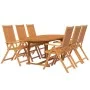 7-teiliges Garten-Esszimmerset aus massivem Akazienholz von vidaXL, Gartensets - Ref: Foro24-3079644, Preis: 610,19 €, Rabatt: %