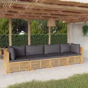 4-piece garden furniture set and solid teak wood cushions by vidaXL, Garden sets - Ref: Foro24-3100868, Price: 816,94 €, Disc...