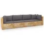 Juego muebles de jardín 4 piezas y cojines madera maciza teca de vidaXL, Conjuntos de jardín - Ref: Foro24-3100868, Precio: 8...
