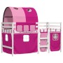 Cama alta para niños con túnel madera pino rosa 90x190 cm