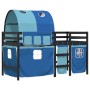 Cama alta para niños con túnel madera pino azul 90x190 cm