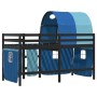 Cama alta para niños con túnel madera pino azul 90x190 cm