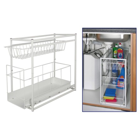 Hi 2-stöckige weiße Kommode von HI, Organizer für Küchenschränke - Ref: Foro24-423935, Preis: 54,21 €, Rabatt: %