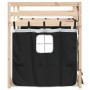 Litera con cortinas madera maciza pino blanco y negro 75x190 cm