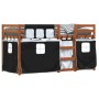 Litera con cortinas madera maciza pino blanco y negro 80x200 cm
