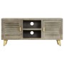 Mueble para TV madera maciza mango con latón gris 110x30x48 cm de vidaXL, Muebles TV - Ref: Foro24-246681, Precio: 152,63 €