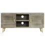 Solid mango wood TV stand with gray brass, 110x30x48 cm by vidaXL, TV Furniture - Ref: Foro24-246681, Price: 178,09 €, Discou...