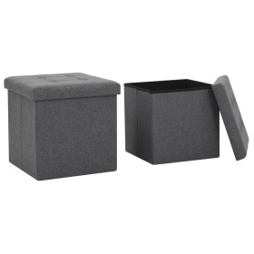 Folding storage stools 2 pcs dark gray synthetic linen by vidaXL, Folding stools and chairs - Ref: Foro24-247079, Price: 44,9...