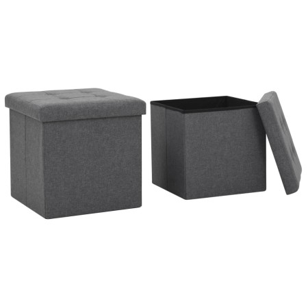 Folding storage stools 2 pcs dark gray synthetic linen by vidaXL, Folding stools and chairs - Ref: Foro24-247079, Price: 44,9...