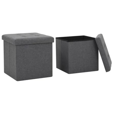 Folding storage stools 2 pcs dark gray synthetic linen by vidaXL, Folding stools and chairs - Ref: Foro24-247079, Price: 44,0...