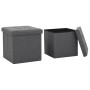 Folding storage stools 2 pcs dark gray synthetic linen by vidaXL, Folding stools and chairs - Ref: Foro24-247079, Price: 44,9...