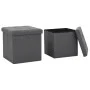 Folding storage stools 2 pcs dark gray synthetic linen by vidaXL, Folding stools and chairs - Ref: Foro24-247079, Price: 44,0...