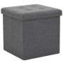 Folding storage stools 2 pcs dark gray synthetic linen by vidaXL, Folding stools and chairs - Ref: Foro24-247079, Price: 44,9...