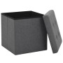 Folding storage stools 2 pcs dark gray synthetic linen by vidaXL, Folding stools and chairs - Ref: Foro24-247079, Price: 44,9...