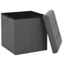 Folding storage stools 2 pcs dark gray synthetic linen by vidaXL, Folding stools and chairs - Ref: Foro24-247079, Price: 44,0...