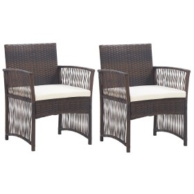 Garden armchairs with cushions 2 units brown synthetic rattan by vidaXL, Garden chairs - Ref: Foro24-46439, Price: 115,07 €, ...