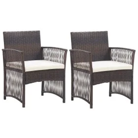Garden armchairs with cushions 2 units brown synthetic rattan by vidaXL, Garden chairs - Ref: Foro24-46439, Price: 110,23 €, ...