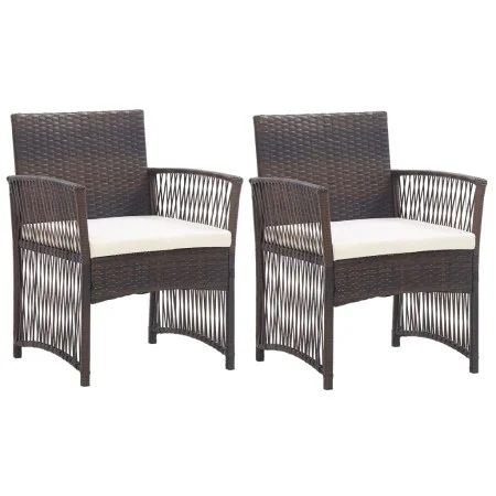 Garden armchairs with cushions 2 units brown synthetic rattan by vidaXL, Garden chairs - Ref: Foro24-46439, Price: 110,23 €, ...