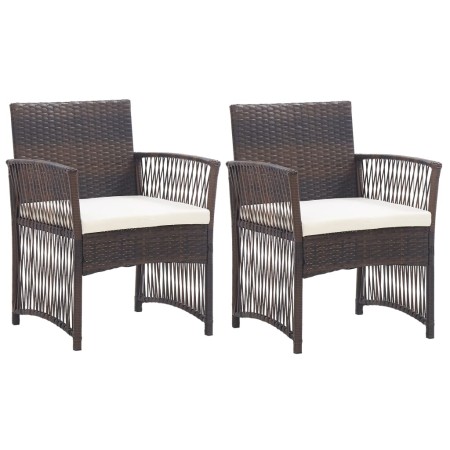 Gartensessel mit Kissen 2 Einheiten braunes synthetisches Rattan von vidaXL, Gartenstühle - Ref: Foro24-46439, Preis: 115,07 ...