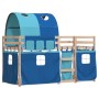 Litera con cortinas madera maciza de pino azul 80x200 cm