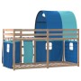 Litera con cortinas madera maciza de pino azul 80x200 cm