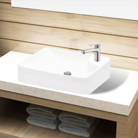 Keramikspüle mit Hahnloch und weißem Abfluss von vidaXL, Sinkt - Ref: Foro24-141934, Preis: 68,35 €, Rabatt: %