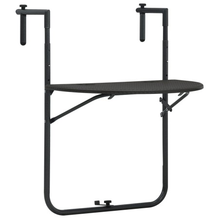 Mesa balcón colgante plástico aspecto ratán marrón 60x64x83,5cm de vidaXL, Mesas de jardín - Ref: Foro24-47895, Precio: 48,45...