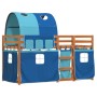Litera con cortinas madera maciza de pino azul 75x190 cm