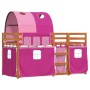 Litera con cortinas madera maciza de pino rosa 75x190 cm