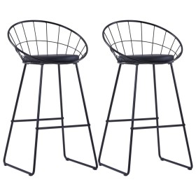 Kitchen bar stool 2 units black synthetic leather by vidaXL, Kitchen stools - Ref: Foro24-247276, Price: 136,83 €, Discount: %