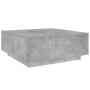 Mesa de centro madera ingeniería gris hormigón 100x100x40 cm